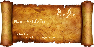 Max Jolán névjegykártya