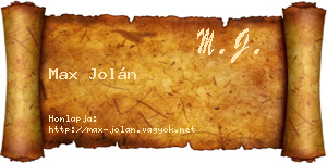 Max Jolán névjegykártya